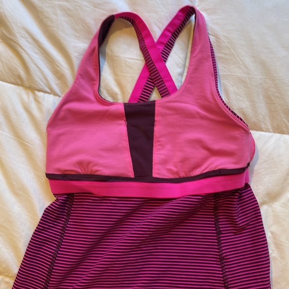 Lululemon Stuff Your Bra Tank Top II in Hyper Stripe Raspberry Glo Light Size 8 - Picture 8 of 10